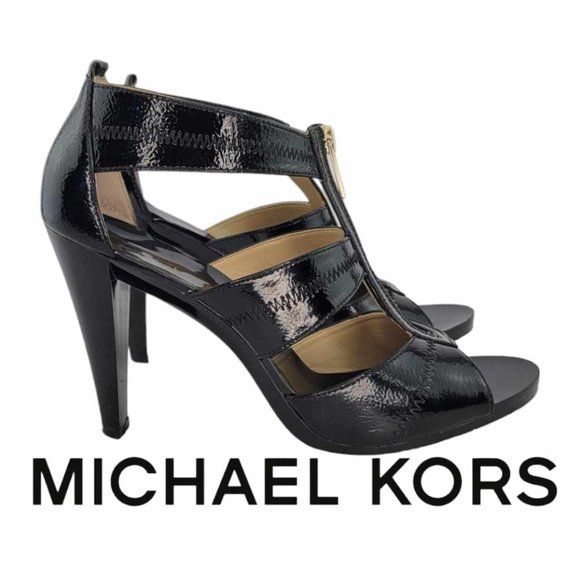 MICHAEL Michael Kors Shoes - MICHAEL MICHAEL KORS Berkley T-Strap Sandals 9.5M - Patent Black - LIKE NEW